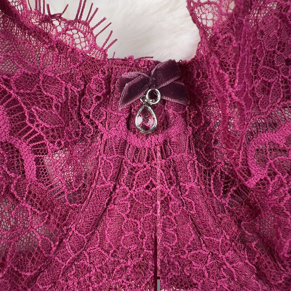 Victoria’s Secret Dream Angels Burgundy Floral Lace Unlined Balconette Bra 36D - Picture 7 of 7